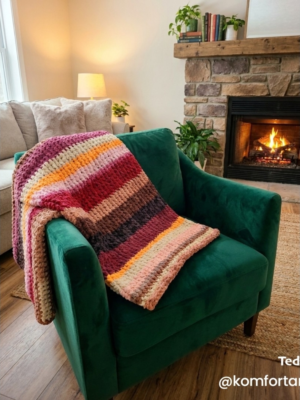 Handcrafted Striped Throw Blanket -